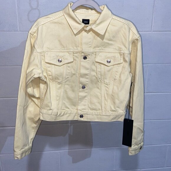 EDWIN Anthropologie Womens SIA Denim Jacket M Lemonade 80s Cropped‎ Colorful NWT - Picture 1 of 10
